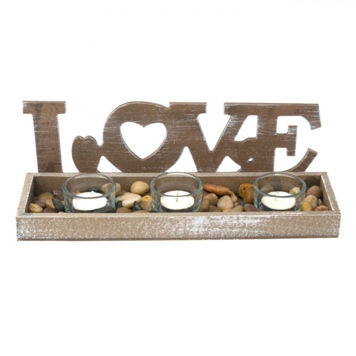 Set Love cu pahare pentru lumanari, Lioness, 31 x 9.5 x 10 cm