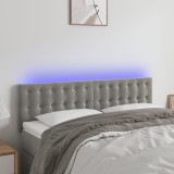 VidaXL Tăblie de pat cu LED, gri deschis, 144x5x78/88 cm, catifea