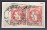 ROMANIA 1868 LP 24 REGELE CAROL I CU FAVORITI 18 BANI ROSU STAMPILA BOTOSANI, Stampilat