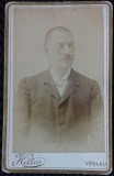 Fotografie tip CDV, barbat cu mustata, inceput de secol XX