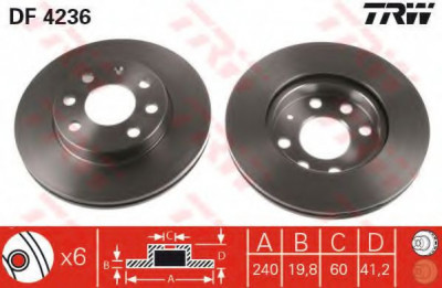 Disc frana OPEL CORSA C (F08, F68) (2000 - 2009) TRW DF4236 foto