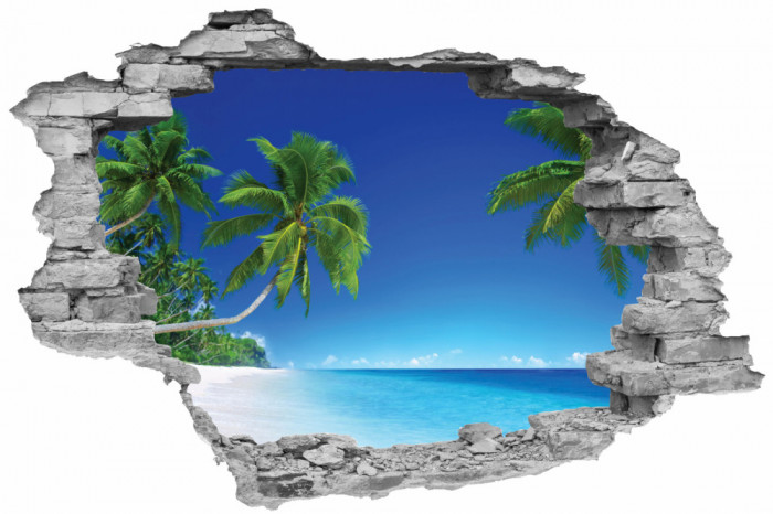 Sticker cu efect 3D - Palmieri pe plaja