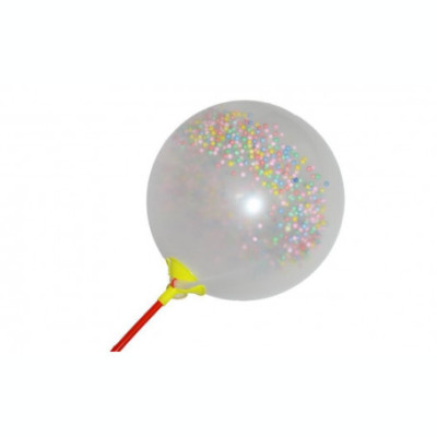 Set 5 baloane transparente cu insertie bilute colorate, tija suport foto