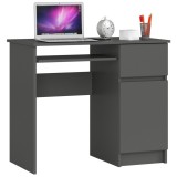 Birou computer PIKSEL, cu sertar, dulap si raft pentru tastatura, dreapta, 90x50x77 cm, stejar gri Household NewTrend