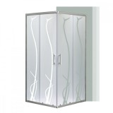 Cabina de dus patrata Leziter Spirit Bamboo 90x90 cm, sticla securizata, usi glisante, fara cadita