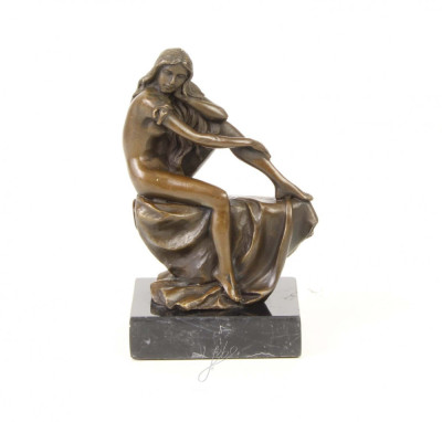 Femeie nud-statueta din bronz pe un soclu din marmura TM-23 foto