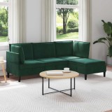 vidaXL Set de mobilier pentru living 4 pcs Verde &icirc;nchis Catifea 3413740