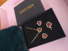 Set bijuterii Emporia colier + inel + cercei. Logodna, cadou, poleit cu aur foto