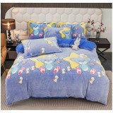 Lenjerie Cocolino 4 Piese Pentru Pat Dublu cu Elastic- JOJ815 Ursulet Albastru
