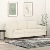 VidaXL Canapea cu 3 locuri cu pernuțe, crem, 180 cm, catifea