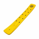 Cumpara ieftin Suport betisoare parfumate lemn galben 26 cm tava ardere aromaterapie colectare cenusa design simboluri stele