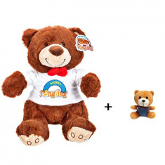 Set Ursulet de Plus Teddy Bear cu Papion, Inaltime 23cm + Breloc pentru chei, lungime 12 cm foto