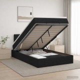 Cumpara ieftin Pat ottoman cu saltea cu headboard Negru 120 x 190 cm Tesatura