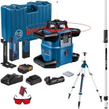 Bosch GRL 600 CHV + BT 300 HD + GR 240 - Nivela laser rotativa 60 m valiza plastic + Trepied 2950 mm 5/8 inch + Rigla pentru nivela laser 2.4 m