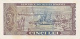 Bancnotă Rom&acirc;nia 5 lei 1966, RSR, seria D.0134, numismatică