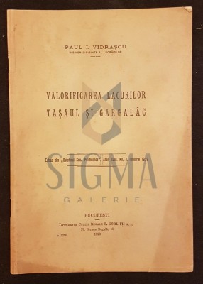 PAUL I. VIDRASCU, VALORIFICAREA LACURILOR TASAUL SI GARGALAC, BUCURESTI, 1929 foto