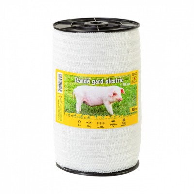 Bandă gard electric - 20&amp;nbsp;mm - 500&amp;nbsp;m - 90&amp;nbsp;kg - 9&amp;nbsp;&amp;Omega;/m foto