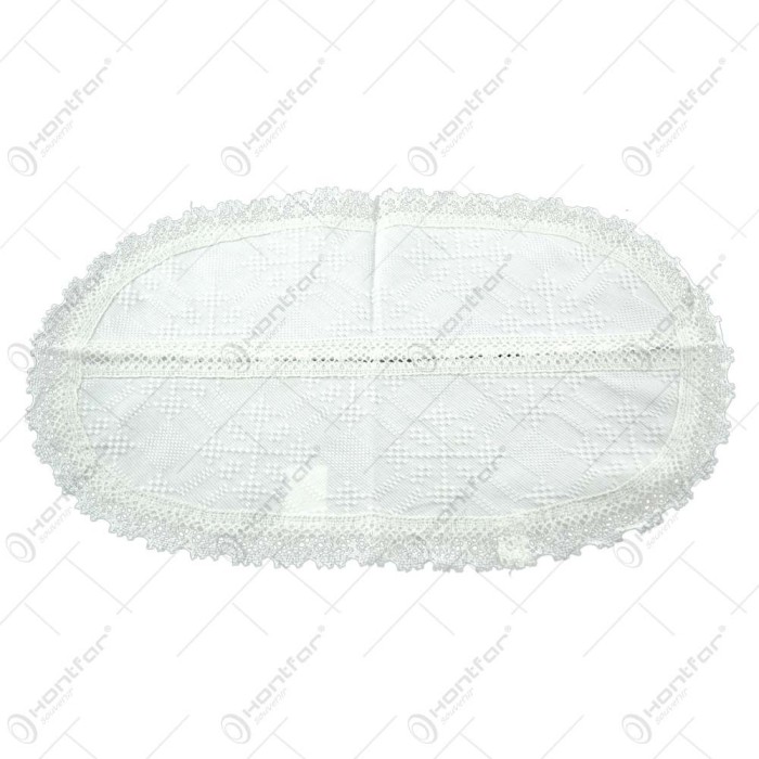 Servetel traditional oval din bumbac 45&times;25 CM Alb