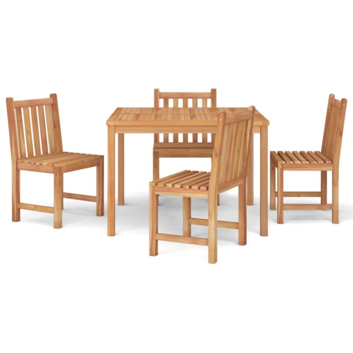 Set de sufragerie de gradina, lemn masiv de tec, 5 piese