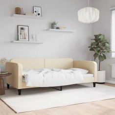 vidaXL Cadru de pat, crem, 100 x 200 cm, material textil foto
