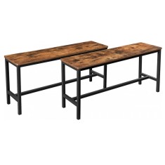 VASAGLE Set 2 banci de interior, pentru masa bucatarie, stil industrial, 108x33x50cm, maro rustic Household NewTrend