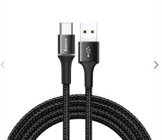 CABLU alimentare si date Baseus Halo, Fast Charging Data Cable pt. smartphone, USB la USB Type-C 2A, brodat, 2m, negru &amp;quot;CATGH-C01&amp;quot; (timbru v