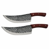 Set doua cutite de bucatarie DEPOX&reg;, Japanese Vibe, lucrate manual, otel damasc, maner lemn, maro