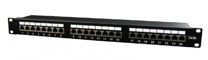PATCH PANEL GEMBIRD 24 porturi, Cat5e, 1U pentru rack 19&quot;, black, &quot;NPP-C524-002&quot;
