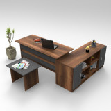 Set de mobilier de birou mini Linta, Alb - Nuc - Stejar, Birou - Masuta - Consola, Locelso
