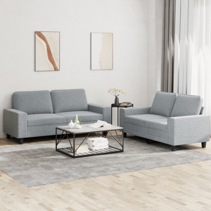vidaXL Set de canapele, 2 piese, gri deschis, material textil 3201882