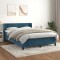 Gossi pat box spring cu saltea, albastru inchis, 140x200 cm, catifea