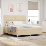 Cumpara ieftin Pat cu arcuri cu saltea cu headboard Crem 180 x 200 cm țesătură