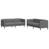Set de canapele, 2 piese, gri inchis, material textil