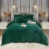 Cumpara ieftin Lenjerie de pat dublu cocolino,blana de iepure cu fir scurt,6 piese.cearceaf de pat cu elastic,verde-A1451
