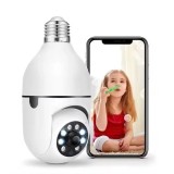 Camera supraveghere tip bec JustZEN rezolutie HD 1280*720p Panorama 360 Night Vision Detectarea miscarilor Two-Way Audio Alarma IP Wi-Fi cloud storage