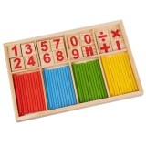 Cumpara ieftin Joc educativ matematic din lemn cu betisoare colorate, numere si simboluri, 72 piese pentru invatare interactiva