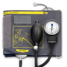 Tensiometru mecanic Little Doctor LD 60, stetoscop atasat, manseta XL 33-46 cm, manometru metal, Negru/Gri