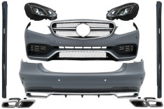 Pachet Exterior Complet cu Ornamente Evacuare si Faruri LED Xenon Mercedes W212 E-Class (2013-2016) E63 Look Performance AutoTuning foto