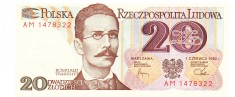 Polonia 20 Zloti 1982 P-149 UNC foto