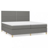 Cumpara ieftin Pat box spring cu saltea, gri inchis, 200x200 cm, textil