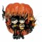 Aranjament floral mediu de Halloween cu flori uscate si figurine din rasina in dovleac (Portocaliu)