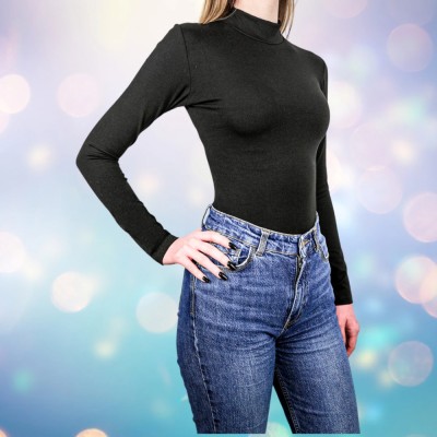 Bluza damă tip maletă din bumbac cu elastan - Confort și stil pentru orice ocazie - M - Negru foto