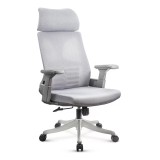 Scaun de birou ergonomic din mesh cu tetiera si suport lombar 9514 culoare gri