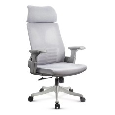 Scaun de birou ergonomic din mesh cu tetiera si suport lombar 9514 culoare gri