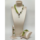 Cumpara ieftin Set Bijuterii Aurit Jad, Cuart Verde si Perle Baroc, Argint 925, Colier, Bratara, Cercei, Made in Italy