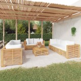 Cumpara ieftin Set mobilier grădină cu perne, 9 piese, lemn masiv de tec
