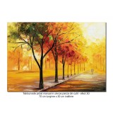 Tablou impresionist pictat manual, Plimbare in doi, 70x50cm ulei pe panza in cutit efect 3D