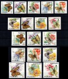 Fujeira 1967, Mi #159-176 B**, nedantelat, fauna, fluturi, MNH, cota 24 &euro;!, Nestampilat