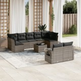 Gossi set mobilier de gradina cu perne, 10 piese, gri, poliratan