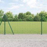 VidaXL Gard din plasă sudată cu 7 st&acirc;lpi cu flanșe Verde 1.2x10 m Oțel